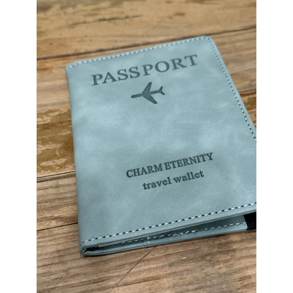 Charm Eternity Passport Holder Wallet Unisex OS Mint Blue New RFID Faux Leather